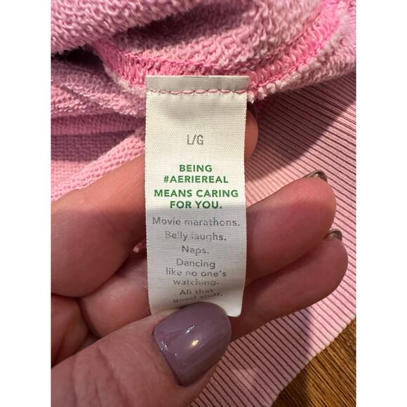 Aerie Women's The Chill Oversized Pullover Sweatshirt Bubblegum Pink Size Large - Picture 4 of 8